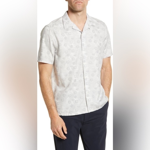 Ted Baker Blue Maslin Spot Camp Button Up Shirt 6 - Picture 1 of 7